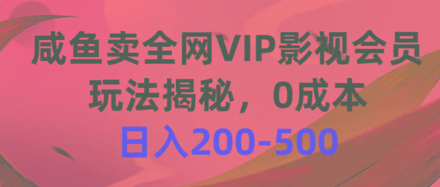 咸鱼卖全网VIP影视会员，玩法揭秘，0成本日入200-500-点子口袋网