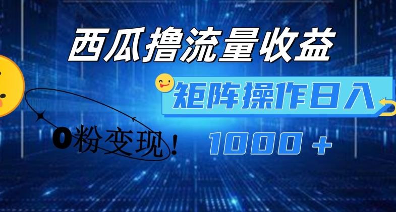 西瓜视频撸流量，简单上手，0粉变现矩阵操作，日入1000+【揭秘】-点子口袋网
