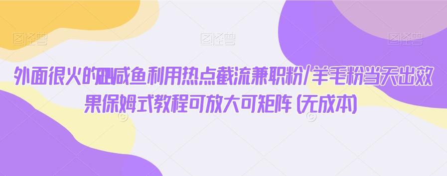 外面很火的2024咸鱼利用热点截流兼职粉/羊毛粉当天出效果保姆式教程可放大可矩阵(无成本)-点子口袋网