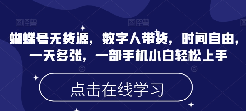蝴蝶号无货源，数字人带货，时间自由，一天多张，一部手机小白轻松上手-点子口袋网