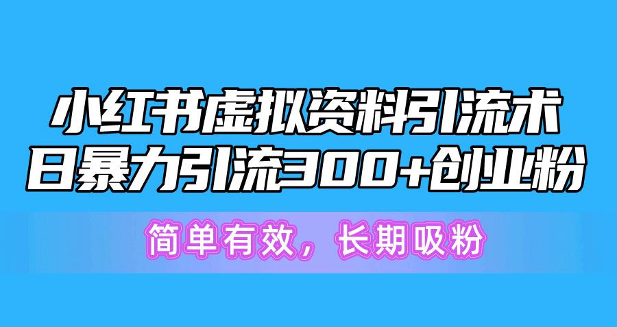 小红书虚拟资料引流术，日暴力引流300+创业粉，简单有效，长期吸粉-点子口袋网