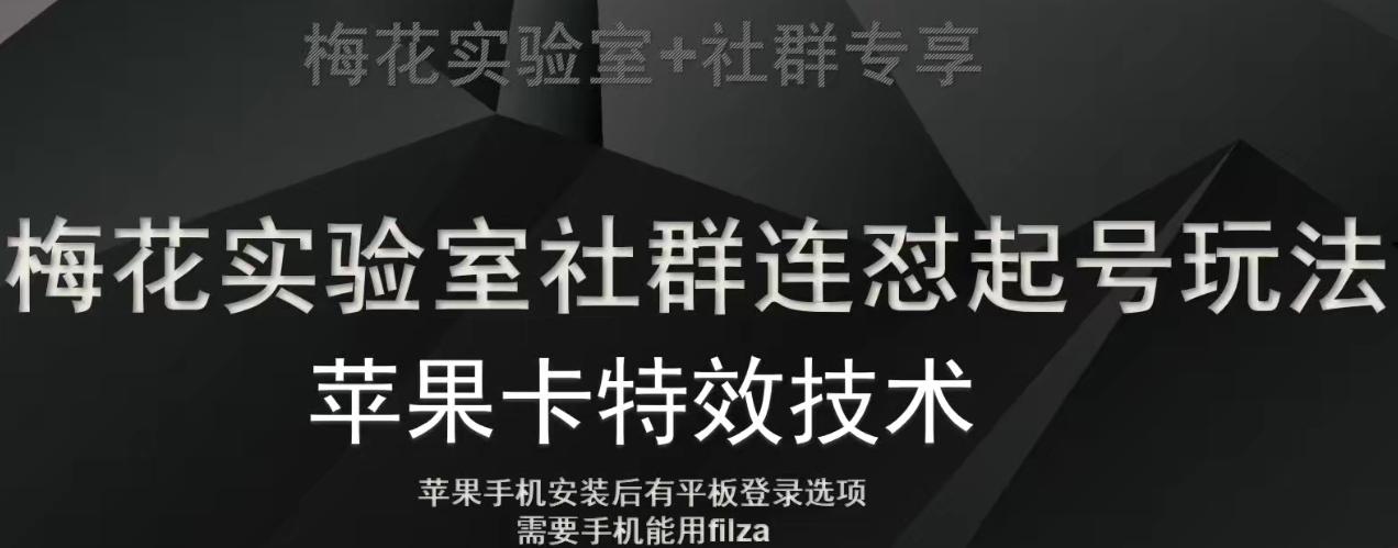 梅花实验室社群视频号连怼起号玩法，最新苹果卡特效技术-点子口袋网