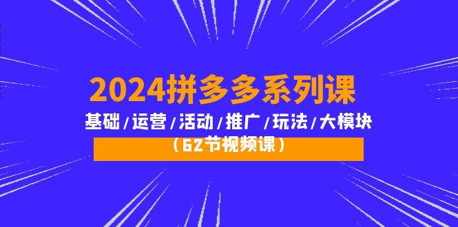 (10019期)2024拼多多系列课：基础/运营/活动/推广/玩法/大模块(62节视频课)-点子口袋网