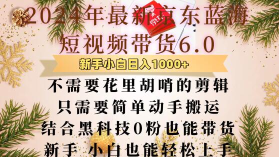 最新京东蓝海短视频带货6.0.不需要花里胡哨的剪辑只需要简单动手搬运结合黑科技0粉也能带货【揭秘】-点子口袋网