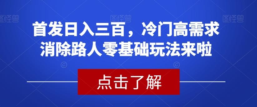 首发日入三百，冷门高需求消除路人零基础玩法来啦【揭秘】-点子口袋网