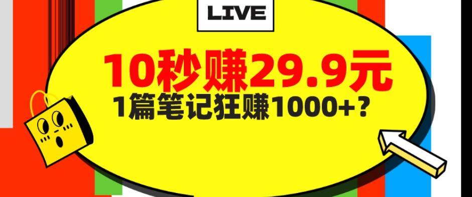 她，靠1个软件，10秒赚29.9元，1篇笔记狂赚1000+？-点子口袋网