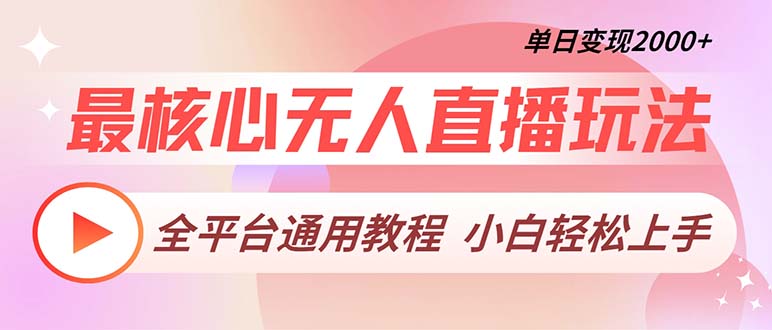 最核心无人直播玩法，全平台通用教程，单日变现2000+-点子口袋网