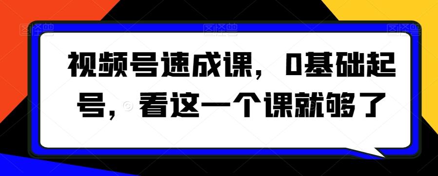 视频号速成课，​0基础起号，看这一个课就够了-点子口袋网