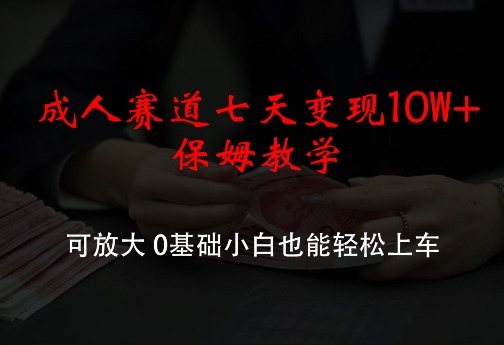 成人赛道七天变现10W+保姆教学，可放大，0基础小白也能轻松上车【揭秘】-点子口袋网