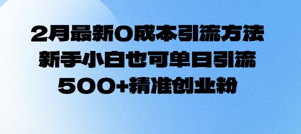 2月最新0成本引流方法，新手小白也可单日引流500+精准创业粉-点子口袋网