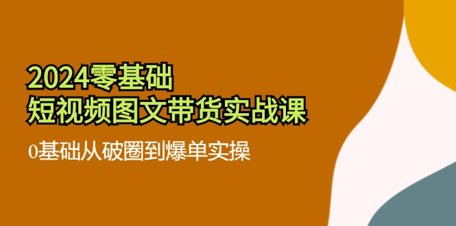 2024零基础·短视频图文带货实战课：0基础从破圈到爆单实操(35节课-点子口袋网