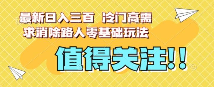 最新日入三百，冷门高需求消除路人零基础玩法【揭秘】-点子口袋网