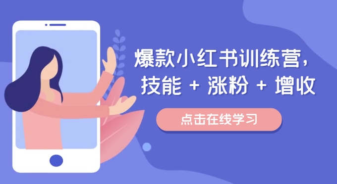 爆款小红书训练营，技能 + 涨粉 + 增收，用好小红书，做你喜欢又擅长的事，涨粉又赚钱-点子口袋网