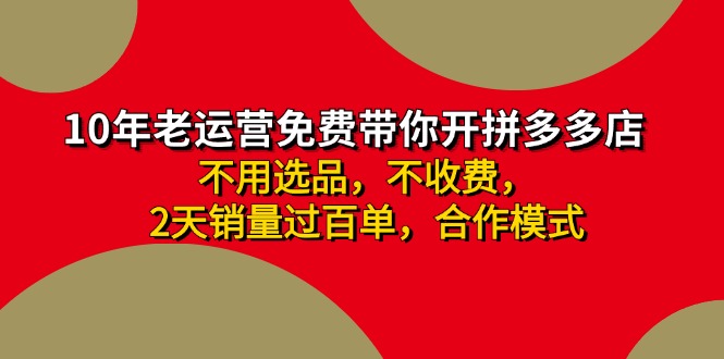 拼多多 最新合作开店日收4000+两天销量过百单，无学费、老运营代操作、...-点子口袋网