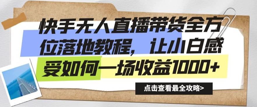 快手无人直播带货全方位落地教程，让小白感受如何一场收益1000+【揭秘】-点子口袋网
