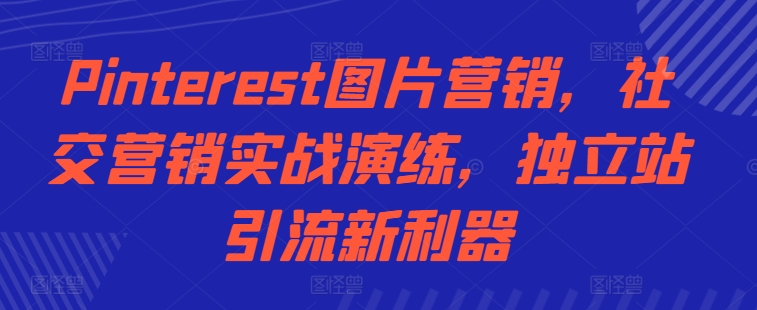 Pinterest图片营销，社交营销实战演练，独立站引流新利器-点子口袋网