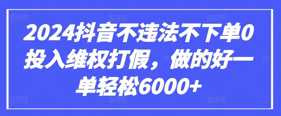 2024抖音不违法不下单0投入维权打假，做的好一单轻松6000+【仅揭秘】-点子口袋网
