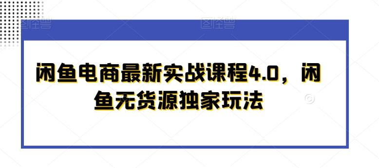 闲鱼电商最新实战课程4.0，闲鱼无货源独家玩法-点子口袋网
