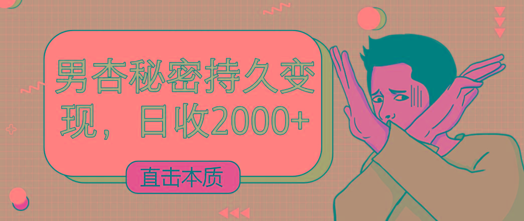 直击本质，男杏秘密持久变现，日收2000+-点子口袋网