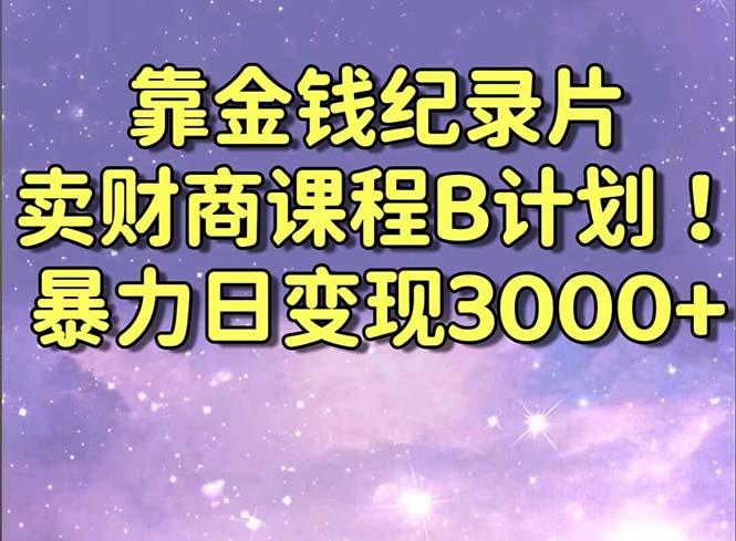 靠金钱纪录片卖财商课程B计划！暴力日变现3000+，喂饭式干货教程！-点子口袋网