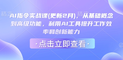 AI指令实战课(更新2月)，从基础概念到高级功能，利用AI工具提升工作效率和创新能力-点子口袋网