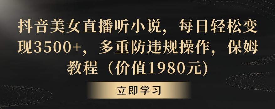 抖音美女直播听小说，每日轻松变现3500+，多重防违规操作，保姆教程(价值1980元)【揭秘】-点子口袋网