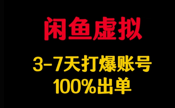 闲鱼虚拟详解，3-7天打爆账号，100%出单-点子口袋网