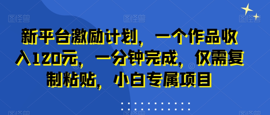 新平台激励计划，一个作品收入120元，一分钟完成，仅需复制粘贴，小白专属项目【揭秘】-点子口袋网