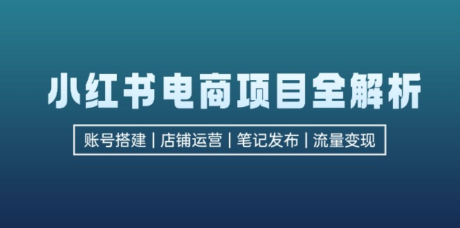 小红书电商项目全解析，包括账号搭建、店铺运营、笔记发布  实现流量变现-点子口袋网