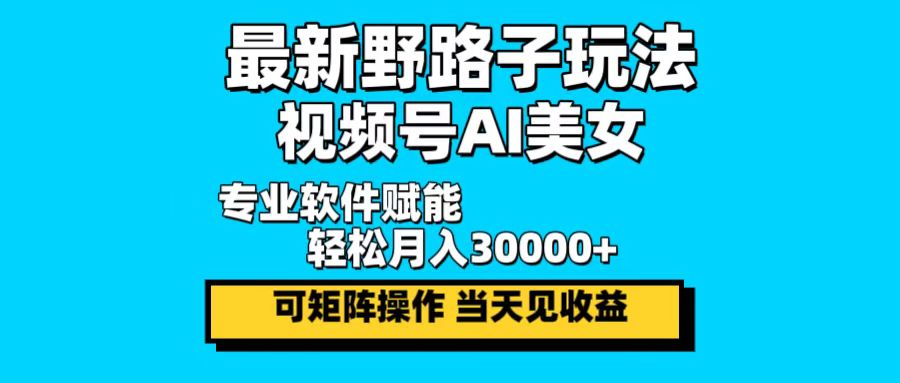 最新野路子玩法，视频号AI美女，当天见收益，轻松月入30000＋-点子口袋网