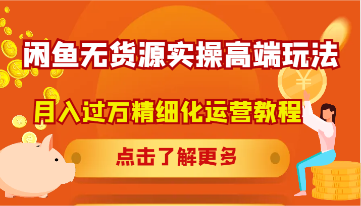 闲鱼无货源实操高端玩法，月入过万精细化运营教程-点子口袋网
