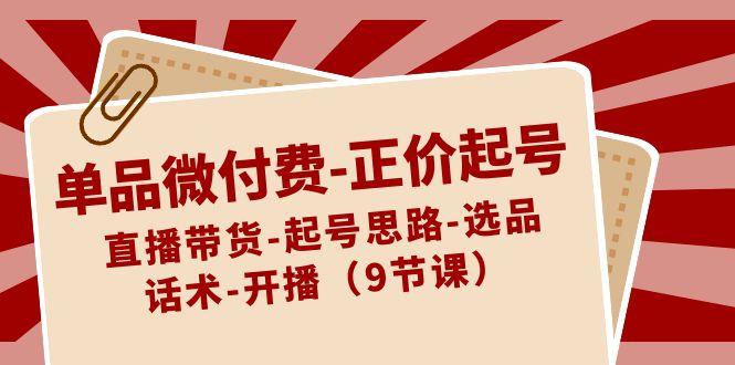 单品微付费正价起号：直播带货-起号思路-选品-话术-开播(9节课)-点子口袋网