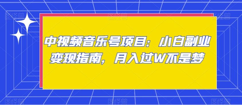 中视频音乐号项目：小白副业变现指南，月入过W不是梦【揭秘】-点子口袋网