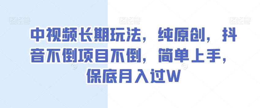 中视频长期玩法，纯原创，抖音不倒项目不倒，简单上手，保底月入过W【揭秘】-点子口袋网