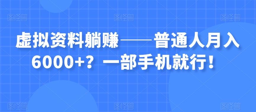 虚拟资料躺赚——普通人月入6000+？一部手机就行！-点子口袋网