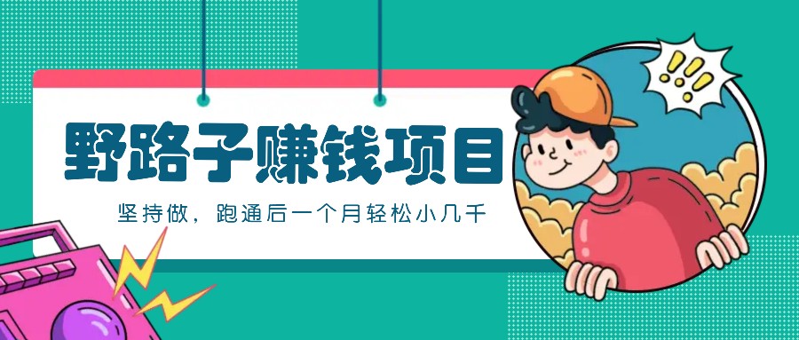 一个人就能操作的野路子赚钱项目，零成本零门槛坚持做，跑通后一个月小几千！-点子口袋网