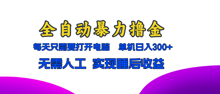 全自动暴力撸金，只需要打开电脑，单机日入300+无需人工，实现睡后收益-点子口袋网