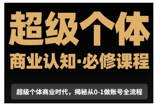 超级个体商业认知觉醒视频课，商业认知·必修课程揭秘从0-1账号全流程-点子口袋网