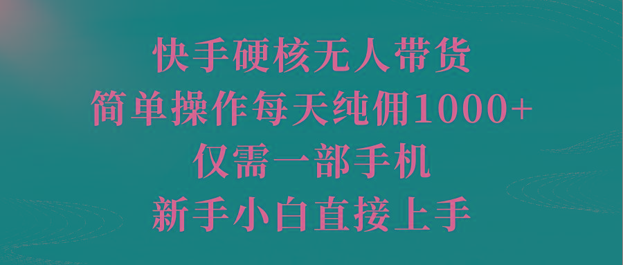 (9861期)快手硬核无人带货，简单操作每天纯佣1000+,仅需一部手机，新手小白直接上手-点子口袋网