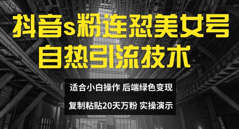 抖音s粉连怼美女号自热引流技术复制粘贴，20天万粉账号，无需实名制，矩阵操作【揭秘】-点子口袋网