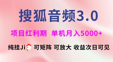 搜狐音频挂ji3.0.可矩阵可放大，独家技术，稳定月入5000+【揭秘】-点子口袋网