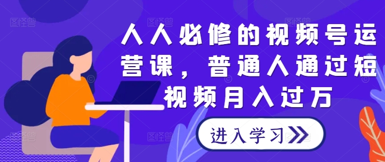 人人必修的视频号运营课，普通人通过短视频月入过万-点子口袋网