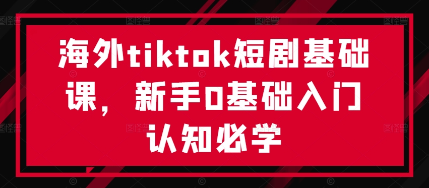 海外tiktok短剧基础课，新手0基础入门认知必学-点子口袋网