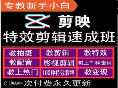 剪映特效教程和运营变现教程，特效剪辑速成班，专教新手小白-点子口袋网