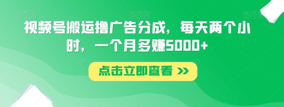 视频号搬运撸广告分成，每天两个小时，一个月多赚5000+-点子口袋网