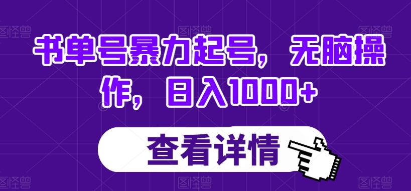 书单号暴力起号，无脑操作，日入1000+【揭秘】-点子口袋网