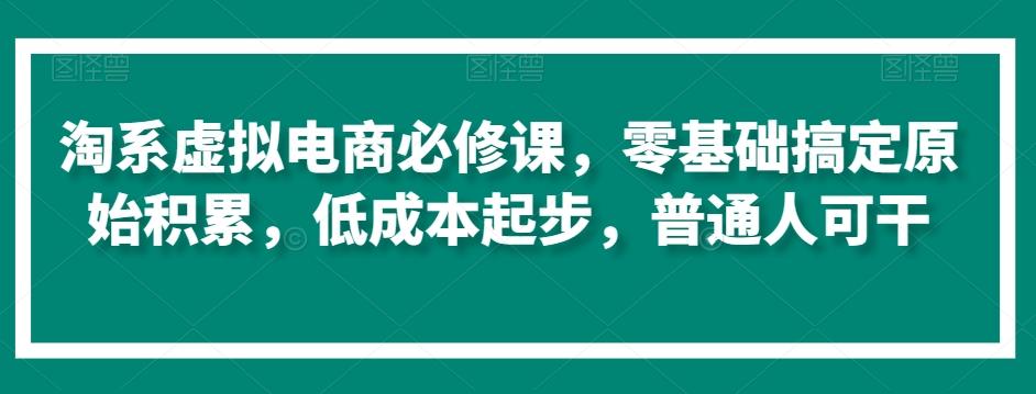 淘系虚拟电商必修课，零基础搞定原始积累，低成本起步，普通人可干-点子口袋网