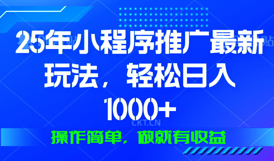 25年微信小程序推广最新玩法，轻松日入1000+，操作简单 做就有收益-点子口袋网