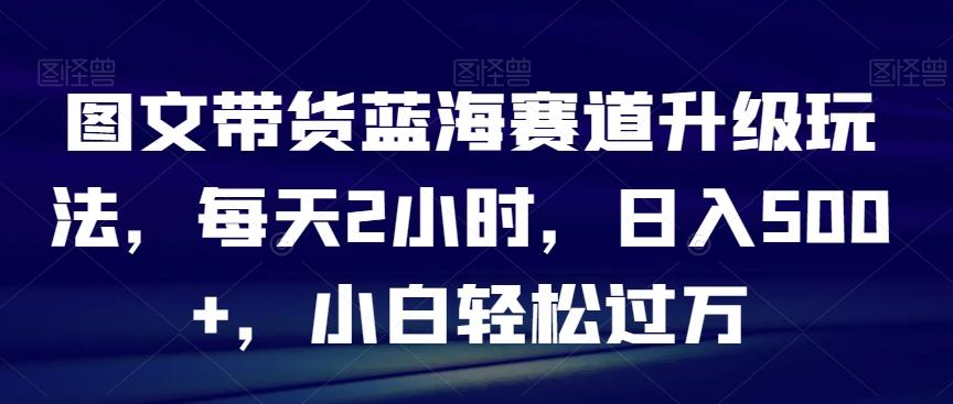 图文带货蓝海赛道升级玩法，每天2小时，日入500+，小白轻松过万-点子口袋网