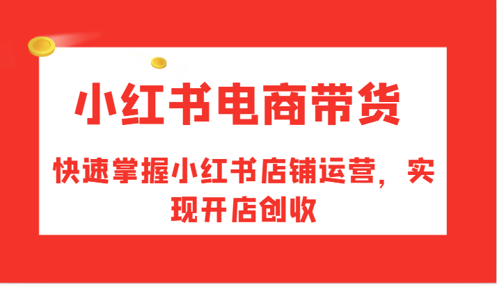 小红书电商带货，快速掌握小红书店铺运营，实现开店创收-点子口袋网